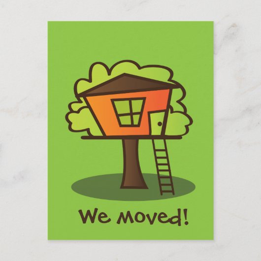 We zijn naar een Treehouse verhuisd. Aankondigingskaart (Voorkant)