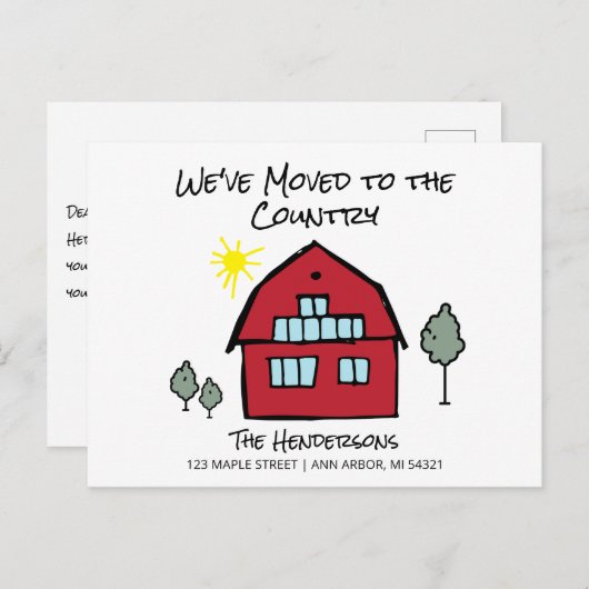 We zijn naar het Land Moving Announcement gegaan Briefkaart (Voorkant / Achterkant)