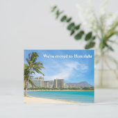We zijn naar Honolulu Beach Photo Custom Moving Briefkaart (Staand voorkant)