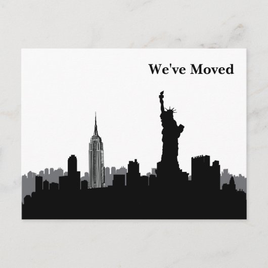 We zijn naar New York City Skyline Black White Aankondigingskaart (Voorkant)