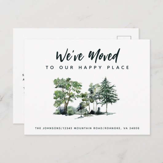 We zijn naar ons Happy Place New Address gegaan Aankondigingskaart (Voorkant / Achterkant)