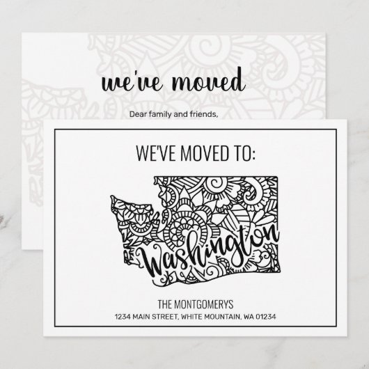 We zijn naar Washington State Floral Mandala verhu Aankondiging (Voorkant / Achterkant)