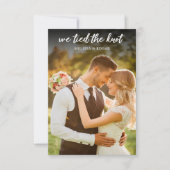 we zijn net getrouwd met een witte trouwfoto . kaart (Voorkant)