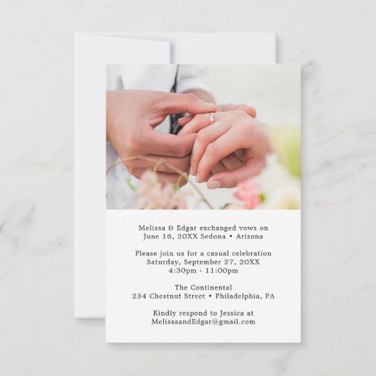 we zijn net getrouwd met een witte trouwfoto . kaart (Achterkant)