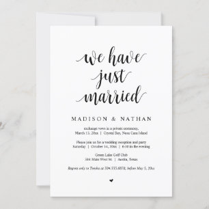 We zijn net getrouwd, Trouw Elopement Feest Kaart