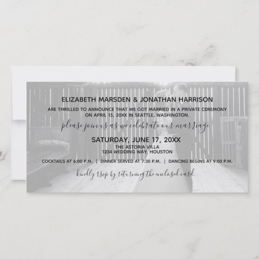 We Zijn Net Meneer Mevrouw Foto Net Getrouwd Aankondiging (Achterkant)