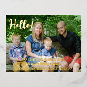 We zijn nieuw in de buurt" Fotoaankondiging Folie Feestdagen Briefkaart