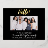 We zijn nieuw in de buurt" Fotoaankondiging Folie Feestdagen Briefkaart (Voorkant)