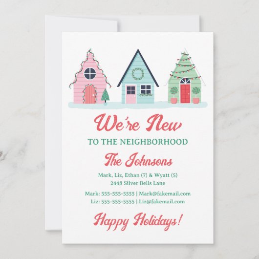 We zijn nieuw in de buurt Kerstkaart Kaart (Voorkant)