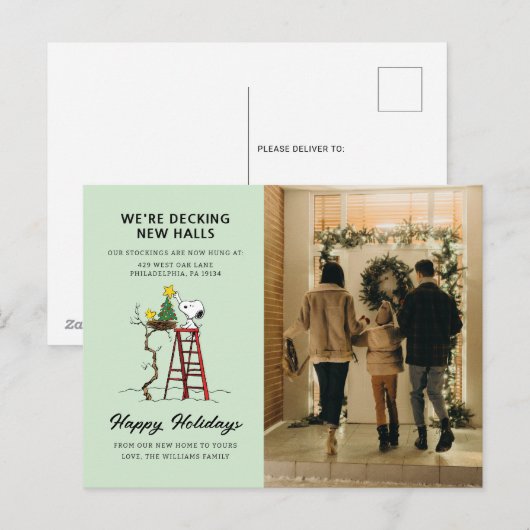 We zijn nieuwe hallen aan het dekken | Snoopy We z Feestdagenkaart (Voorkant / Achterkant)