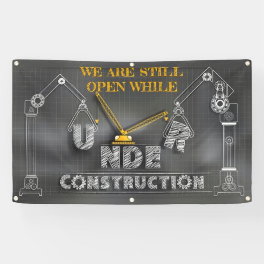 We zijn nog steeds open tijdens de bouw banner (Horizontaal)