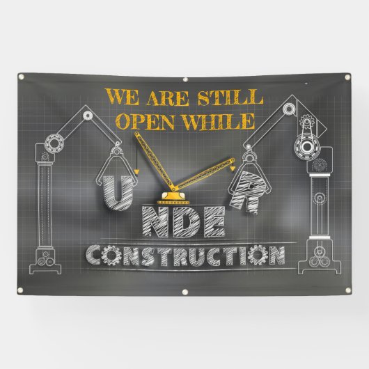 We zijn nog steeds open tijdens de bouw spandoek (Horizontaal)