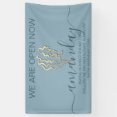 We zijn nu open voor Logo rokerblauwe haarstaarste Spandoek (Verticaal)