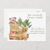 we zijn nu verhuisd , nieuwe adreshondenaankondigi briefkaart (Voorkant / Achterkant)