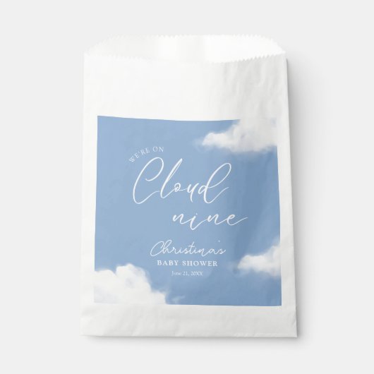 We zijn op Cloud 9 Baby shower Blue Bedankzakje (Voorkant)