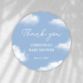 We zijn op Cloud 9 Baby shower Dank je Ronde Sticker