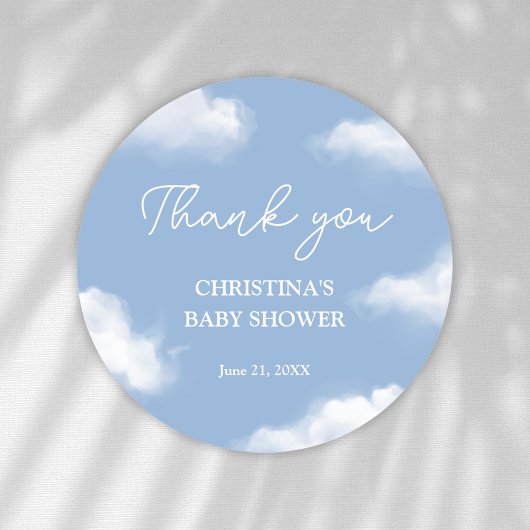 We zijn op Cloud 9 Baby shower Dank je Ronde Sticker