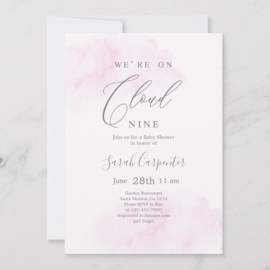 We zijn op Cloud 9 Baby shower Girl Kaart (Voorkant)