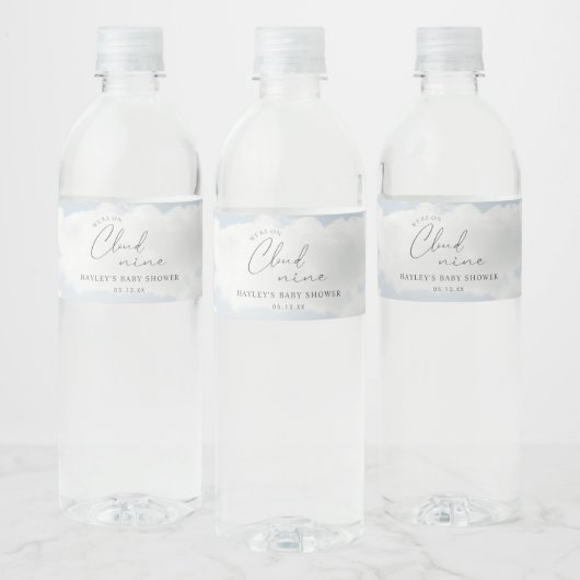 We zijn op Cloud 9 Baby shower gunst Waterfles Etiket (Flessen)