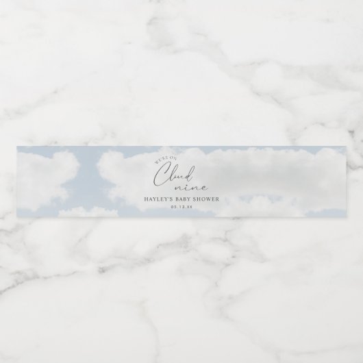 We zijn op Cloud 9 Baby shower gunst Waterfles Etiket (Enkel label)