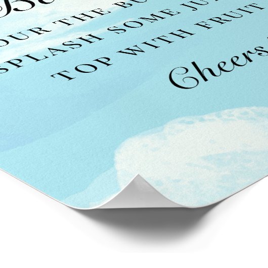 We zijn op Cloud 9 Baby shower Mimosa Bar Sign Poster (Hoek)