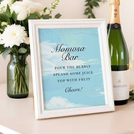 We zijn op Cloud 9 Baby shower Mimosa Bar Sign Poster