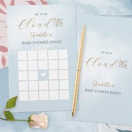 We zijn op Cloud 9 Blauwe Baby Shower Bingo Spel