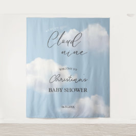 We zijn op Cloud 9 Blauwe Jongen Baby Shower Welko Wandkleed