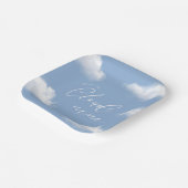 We zijn op Cloud 9 Blue Baby shower gepersonalisee Papieren Bordje (Gebogen)