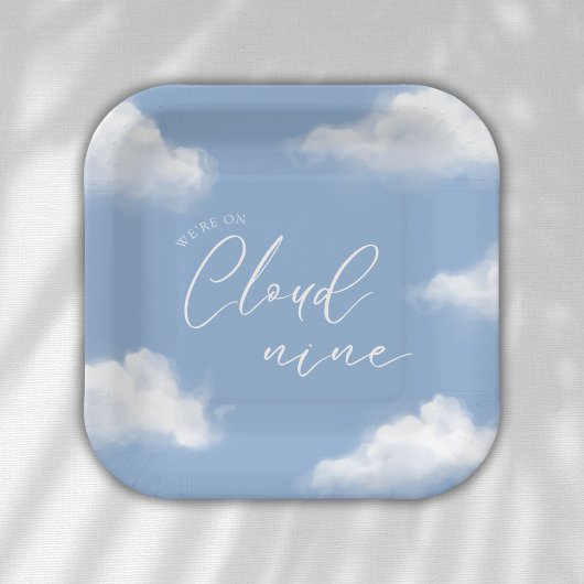 We zijn op Cloud 9 Blue Baby shower gepersonalisee Papieren Bordje