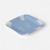 We zijn op Cloud 9 Blue Baby shower gepersonalisee Papieren Bordje (Gebogen)