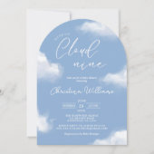 We zijn op Cloud 9 Blue Baby shower Invitation Kaart (Voorkant)