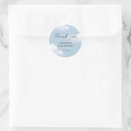 We zijn op Cloud 9 Blue Boy Baby shower Dank je Ronde Sticker (Tas)