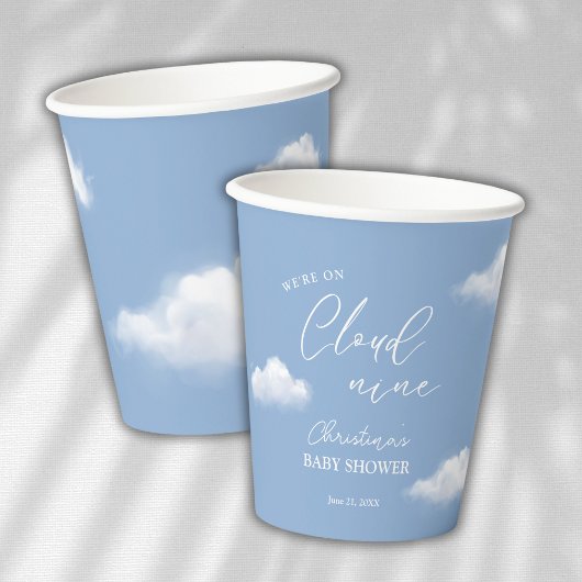 We zijn op Cloud 9 Blue Boy Baby shower Papieren Bekers