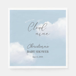 We zijn op Cloud 9 Blue Boy Baby shower Servet