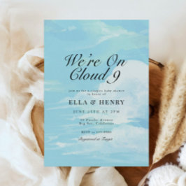 We zijn op Cloud 9 Blue Sky Couples Baby shower Kaart