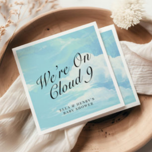 We zijn op Cloud 9 Blue Sky Couples Baby shower Servet