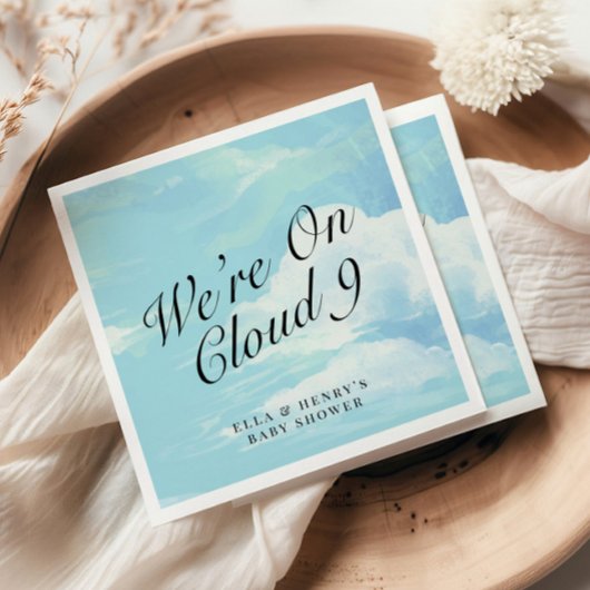 We zijn op Cloud 9 Blue Sky Couples Baby shower Servet