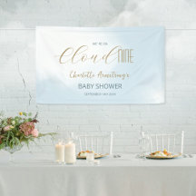 We zijn op Cloud 9 Dreamy Blue Script Baby shower