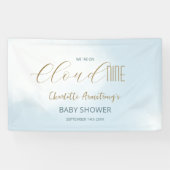 We zijn op Cloud 9 Dreamy Blue Script Baby shower Spandoek (Horizontaal)