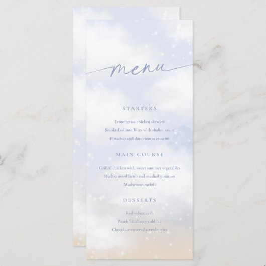 We zijn op Cloud 9 Dreamy Clouds Menu Kaart (Voorkant / Achterkant)