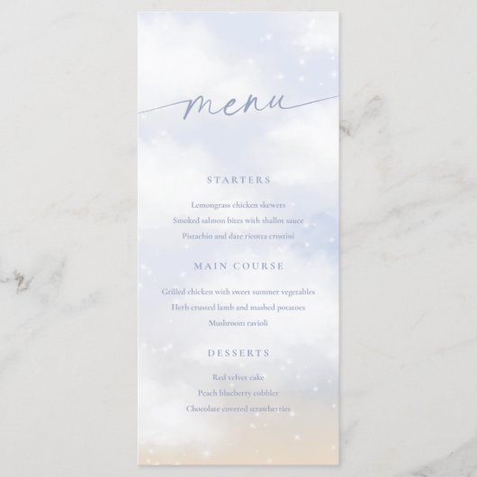 We zijn op Cloud 9 Dreamy Clouds Menu Kaart (Voorkant)
