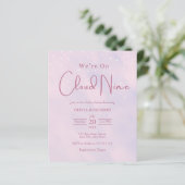 We zijn op Cloud 9 Dreamy Pink Baby shower Invite (Staand voorkant)