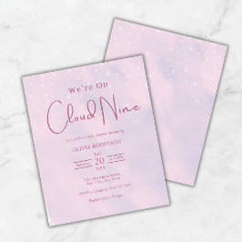 We zijn op Cloud 9 Dreamy Pink Baby shower Invite