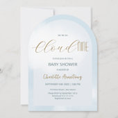 We zijn op Cloud 9 Elegant Dreamy Blue Baby shower Kaart (Voorkant)