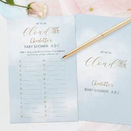 We zijn op Cloud 9 Elegante Blauwe Baby Shower ABC