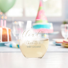We zijn op Cloud 9 Elegante Script Moderne Baby Sh Wijnglas Zonder Voet