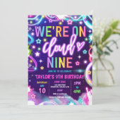 We zijn op Cloud 9 Neon Glow 9e verjaardagsfeestje Kaart (Staand voorkant)