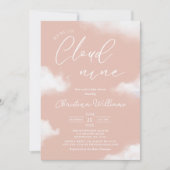 We zijn op Cloud 9 Pink Baby shower Invitation Kaart (Voorkant)