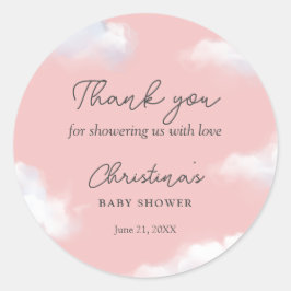 We zijn op Cloud 9 Pink Girl Baby shower Dank je Ronde Sticker